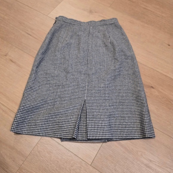 VTG Evan-Picone Saks Fifth Avenue Houndstooth Wool Pencil Skirt Black White 8P - Picture 10 of 11